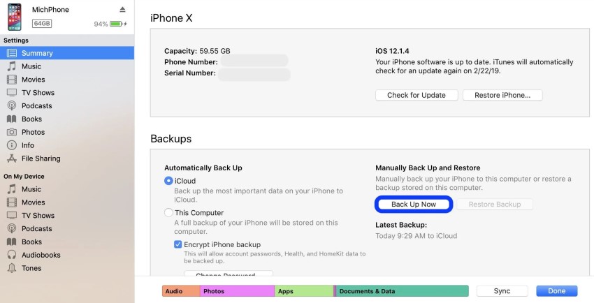 How to backup iCloud using iTunes on a computer